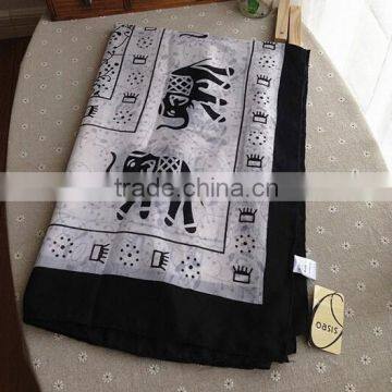 Big Size Wide Twill Cotton Elephant Printed Pashmian Scarfs