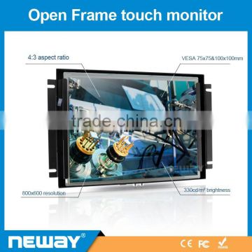 metal housing open frame 12.1 inch 5-wires resistive touch screen monitor