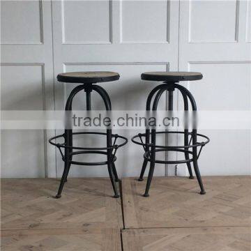 industrial metal furniture bar stool with wood top