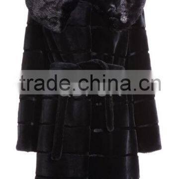 QD27552 women whole-sale whole-hide rex rabbit fur coat