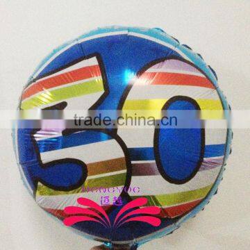 18 inch NO 30 foil balloon