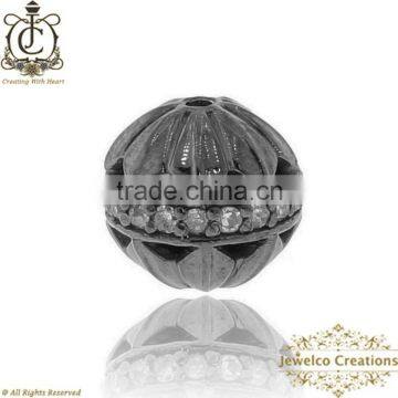 925 Silver Bead Ball Jewelry, Pave Diamond Findings Jewelry, Diamond Silver Bead , Wholesale Jewelry Findings Componants