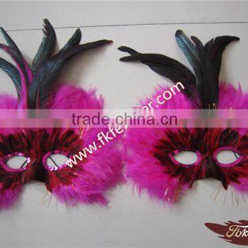 Bachelorette Party Supplies Rose Red Turkey Feather Mardi Gras Mask