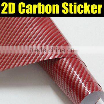 Red 2D carbon fiber wrap vinyl sticker 1.52*30m with air free bubbles