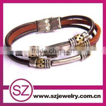 PUC0047 good stainless steel fashion leather bracelet jewelry