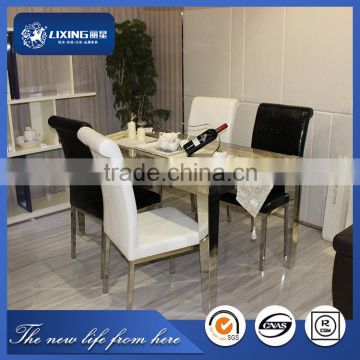 LT1302+LY1302#marble and stainless steel dining table set