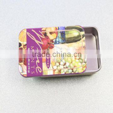 Tin Box with sliding Lid for chewing Gum