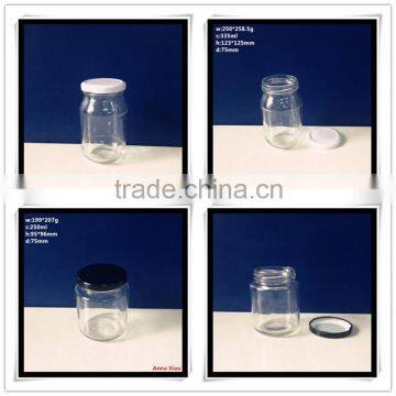 hot selling 335ml 250ml glass jars for honey with twist-off lids