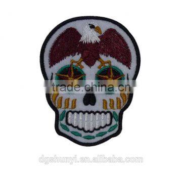 festival decoration sugar skull embroidered badge heat transfer backing