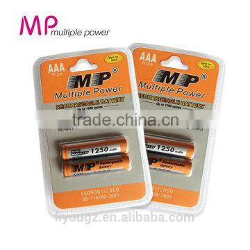 2016 Best Selling Factory Pricer Ni-MH 1.2V 1250mAh Mutiple Power Safe Rechargeable Batteries