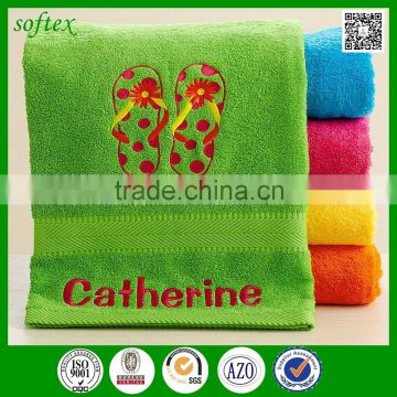 wholesale 100% cotton Custom Embroidered personalized bath towels for children