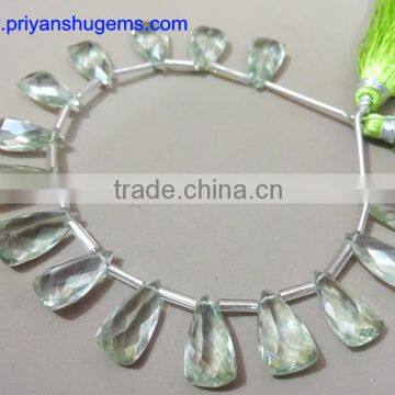 Green Amethyst Elongated Pyramid 8*15 mm 64 Cts Faceted Elongated Pyramid 6" Strand Length Natural Gemstones photo-4