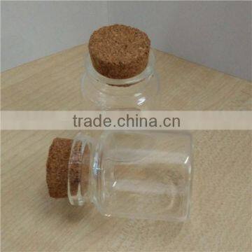 transparent 35*45mm high borosilicate glass bottle with wood cork