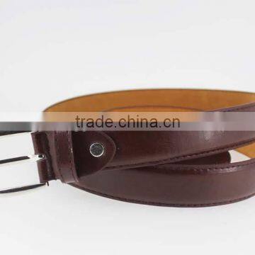 Sample Style Thin Brown pu Leather Man Belt for Jeans With Shiny Silver Metal Square Accessories in YiWu photo-6