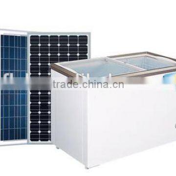 280Litres solar power sliding glass door chest freezer cryogenic ice cream popsicle Deep freezer/display/refrigerator