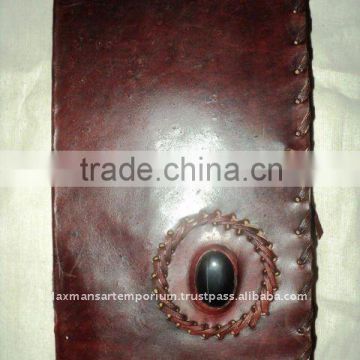 leather notebook with stone wholesale