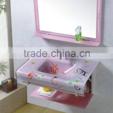 New design flower shape thick transparent and cheap bathroom glass basin(WMD-08)