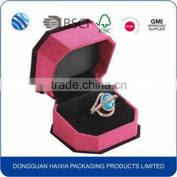 2016 Unique Design Octagonal Box for Jewelry Ring Velvet Foam Box Insert