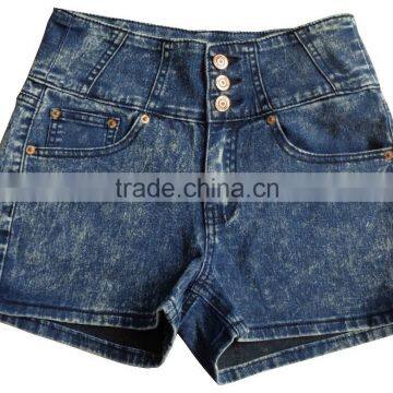 Hot sale newdesign ladies high waistband denim shorts,ladies denim shorts wholesale manufacturer delivery on time