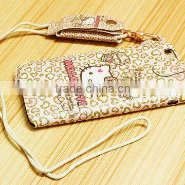 Printed Mobile Phone Case With Sling Rope Cute Cartoon Print Leather Case For IPhone 6 photo-6