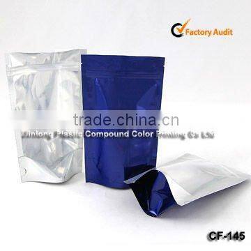 clear and silver coffee bag