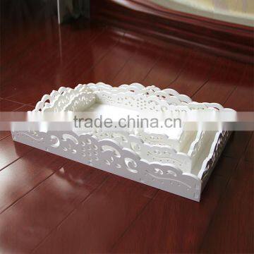 Pastoral Style Carving White Serving Tray photo-3