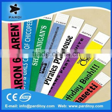 Stretch and tear resistant disposable paper tyvek wristbands                        
                                                Quality Choice