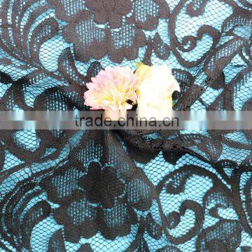 Black Flowers Cotton Nylon Lace Fabric Embroidery African Voile Lace Cord Lace Fabric
