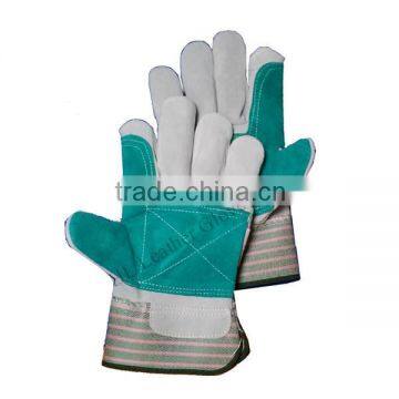 excellent quality cow split leather fitter gloves with logo on cuff