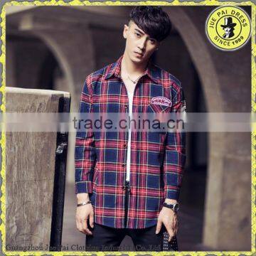 Japanese men's fashion casual loose plaid shirt brushed cotton shirt fancy design men shirt