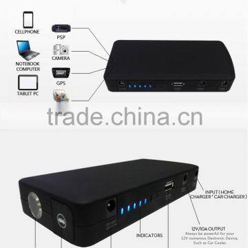 12000mAh 12v 3 in 1 USB Interface, Glare LED Flashlight, 8 Laptop Adapters Emergency12v Mini Snap on Emergency Car Jump Starter photo-3