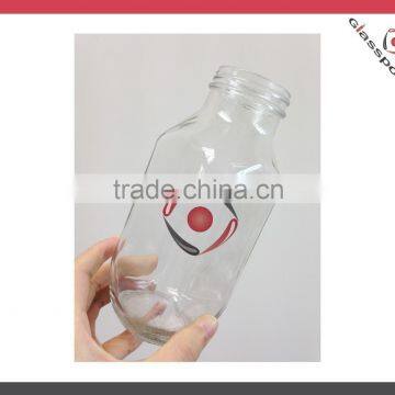 wholesale 16oz clear Frence square glass beverage bottle with child-resistant closure