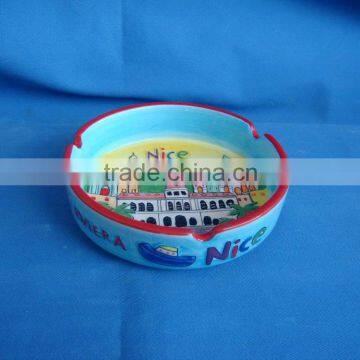 round souvenir custom ceramic ashtray