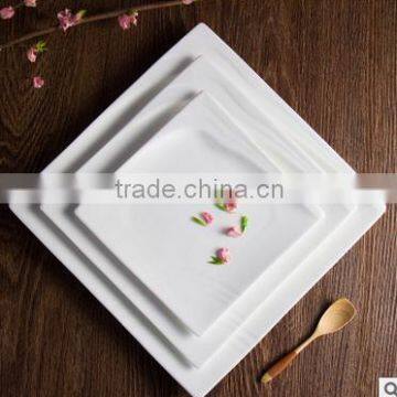 ChaoZhou porcelain white unique shape square classy plate for home hotel restaurant