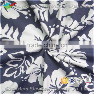 blue fabric with white flower for swimwear fabric stock