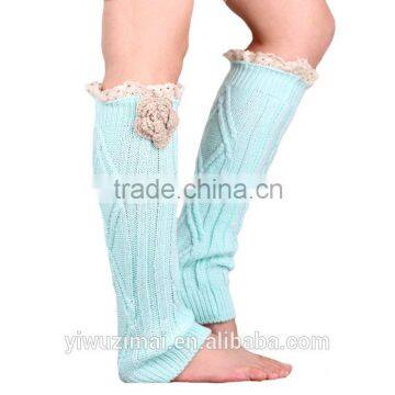 2015 knitting wool long Leg warmers boots cuffs