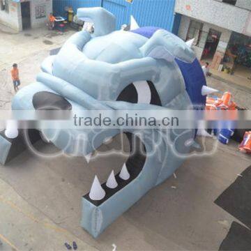 hot sale outdoor inflatable bulldog tunnel, inflatable helmet tunnel for sports