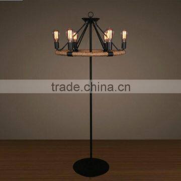 Classic Vintage Floor Lamp Circle Hemp Rope Floor Lamp