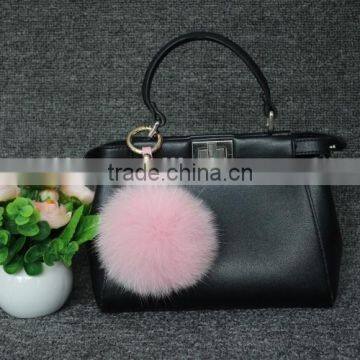 Fashion Design Factory Wholesale fox Fur Pompoms Keychain Lovely Keychain for handbag/car