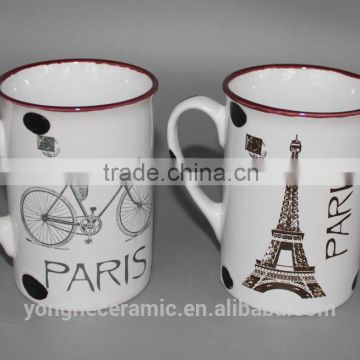 Creative customized white enamel mug