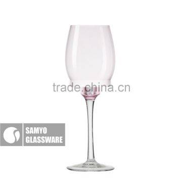 SAMYO crafted hot sale home decoration white wine glass with long thin stem and color