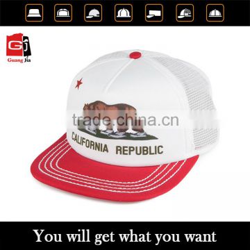 2016 Hot Selling High Quality Custom Digital Printing Animal Logo Flat Bill Trucker Mesh Cap