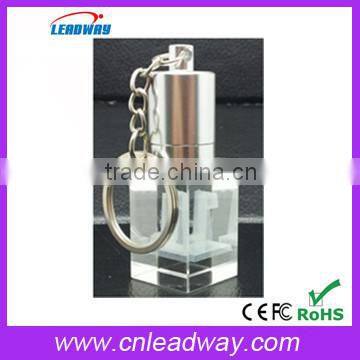 crystal metal flash drives wholesale bulk cheap flash usb 64gb with 3D logo