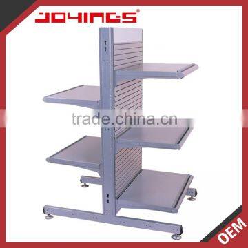 Double Sided Display Shelf with Slatwall Back Panel