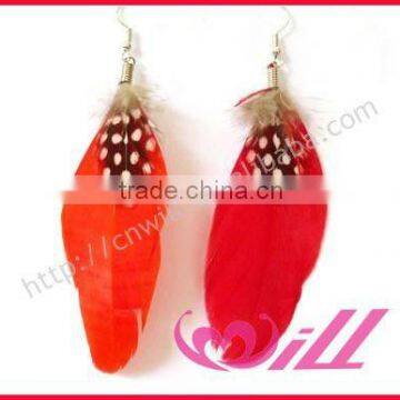 Beautiful Red Feather Earrings In Stock New Design Feather Earring