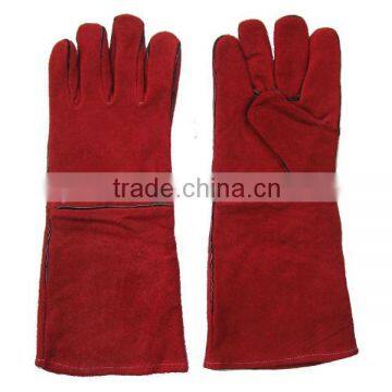 Cow split long welding glove one piece back workman glove