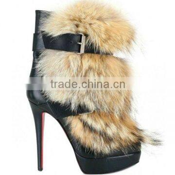 New Design Fashon Women Rabbit Fur Shoes for Winter