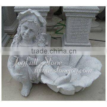 Hand-Carved Granite Planters With girl sculpture