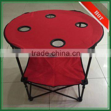 600D Canvas Outdoor Folding Round Steel Table with Cup Holder