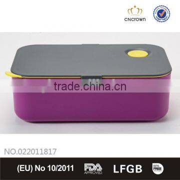 Rectangle Bento Lunch Box with Silicone Ring, Food Grade, FDA Approved, BPA Free , Eco-friendly Material by Cn Crown